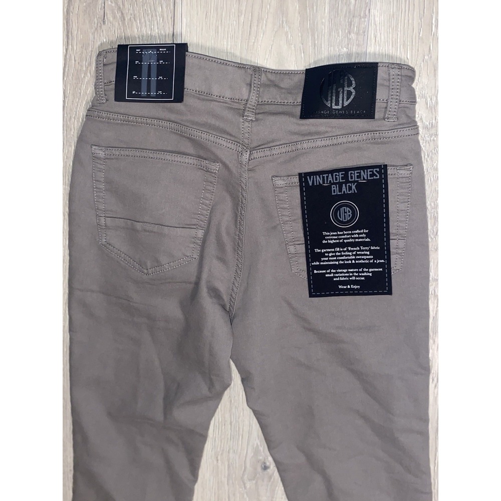 VGB Vintage Genes Black Men's Slim Fit French Terry Gray Jeans 28 X 30 - NWT - Picture 8 of 11